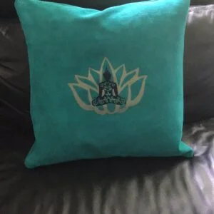 Coussin Vert avec lotus et Bouddha