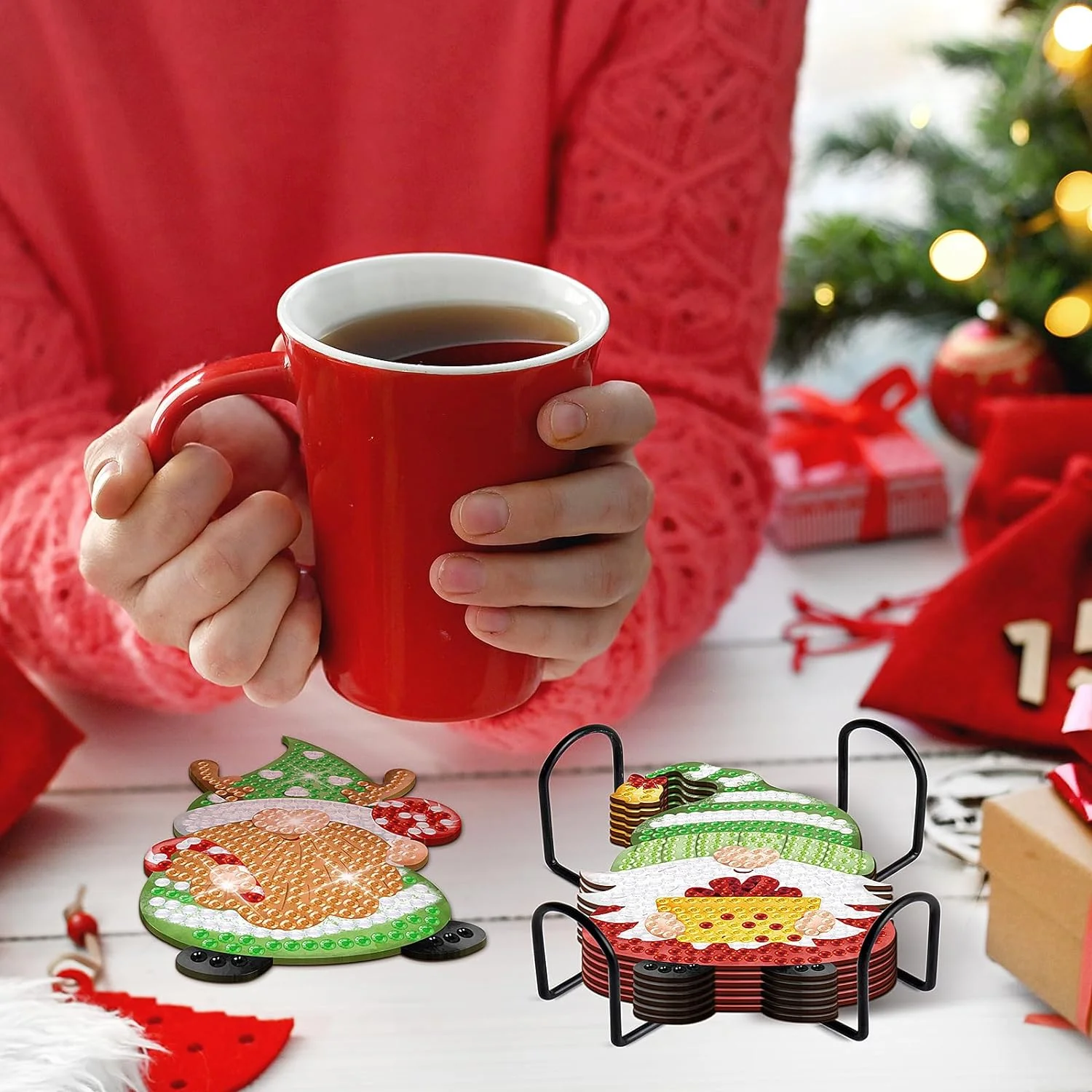 Sous-verres de peinture diamant Noël – Image 2