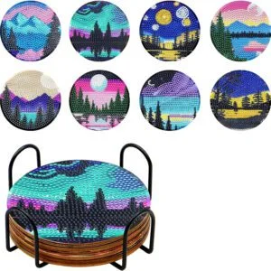 Sous-verres de peinture diamant paysage