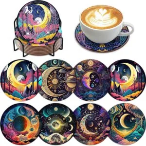 Sous-verres de peinture diamant Lune mystique