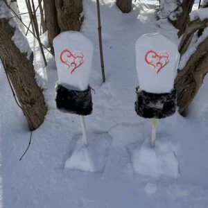 Mitaines en cuir avec broderie - Coeur-