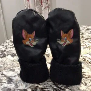 Mitaines en cuir avec broderie - Tête de renard-